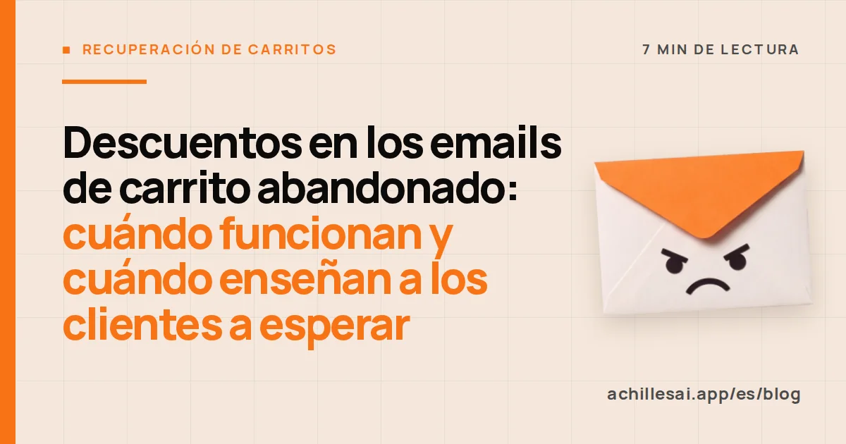 Secuencia de tres emails de recuperación de carrito en la que solo el tercero incluye un código de descuento personal con fecha de caducidad