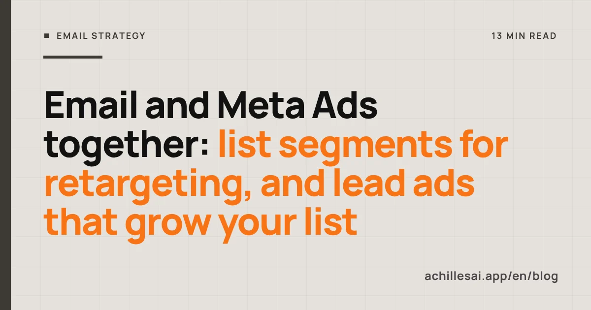 Two flows between the email platform and Meta: list segments go to the ads, contacts from lead ads come back to the list