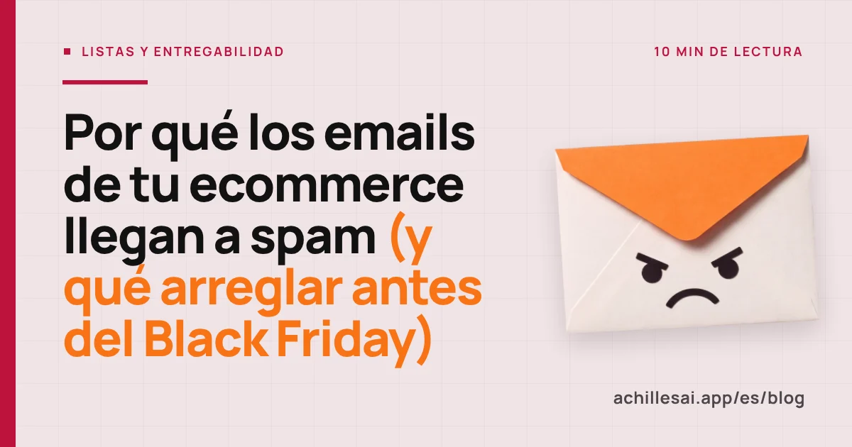 Emails de una tienda online repartidos entre la bandeja de entrada y la carpeta de spam, con los controles de autenticación SPF, DKIM y DMARC