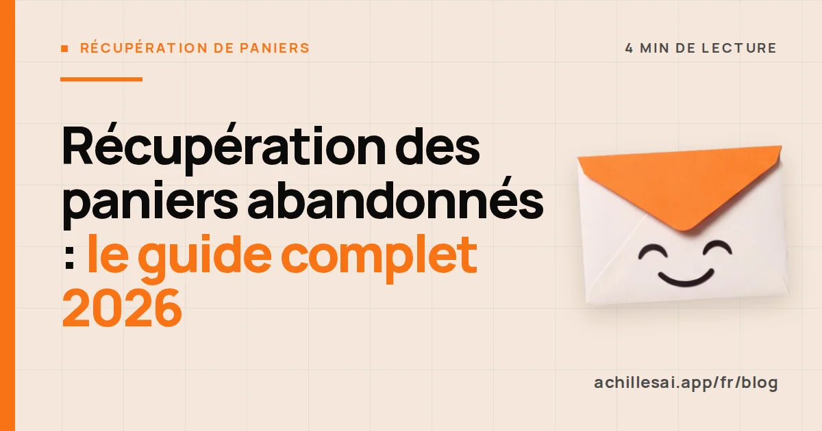 Schéma d'un système de récupération de paniers abandonnés avec e-mails automatiques et graphique des ventes récupérées