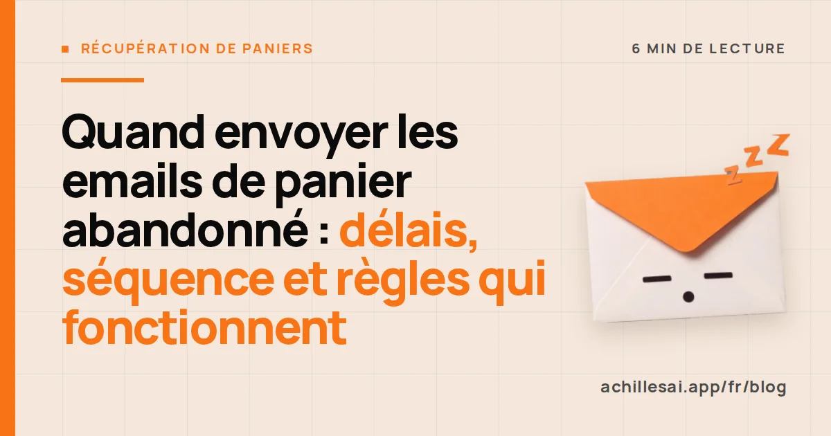 Frise chronologique d'une séquence de panier abandonné : premier message dans l'heure, deuxième à 24 heures, troisième à 48-72 heures
