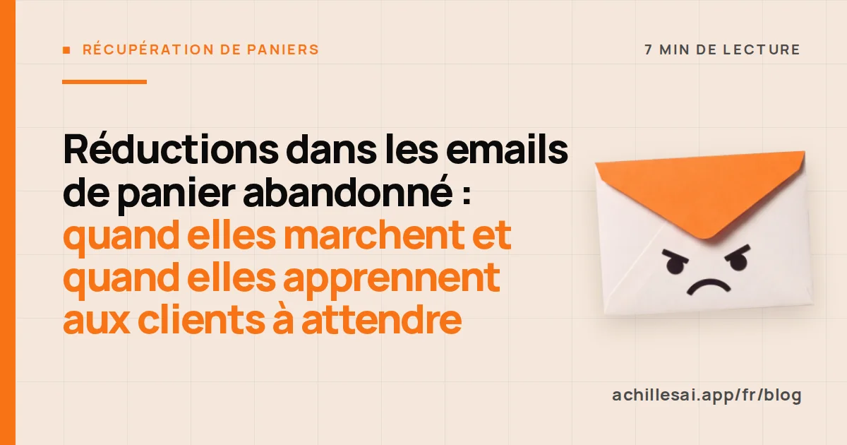 Séquence de trois emails de relance de panier où seul le troisième contient un code promo personnel avec date d'expiration