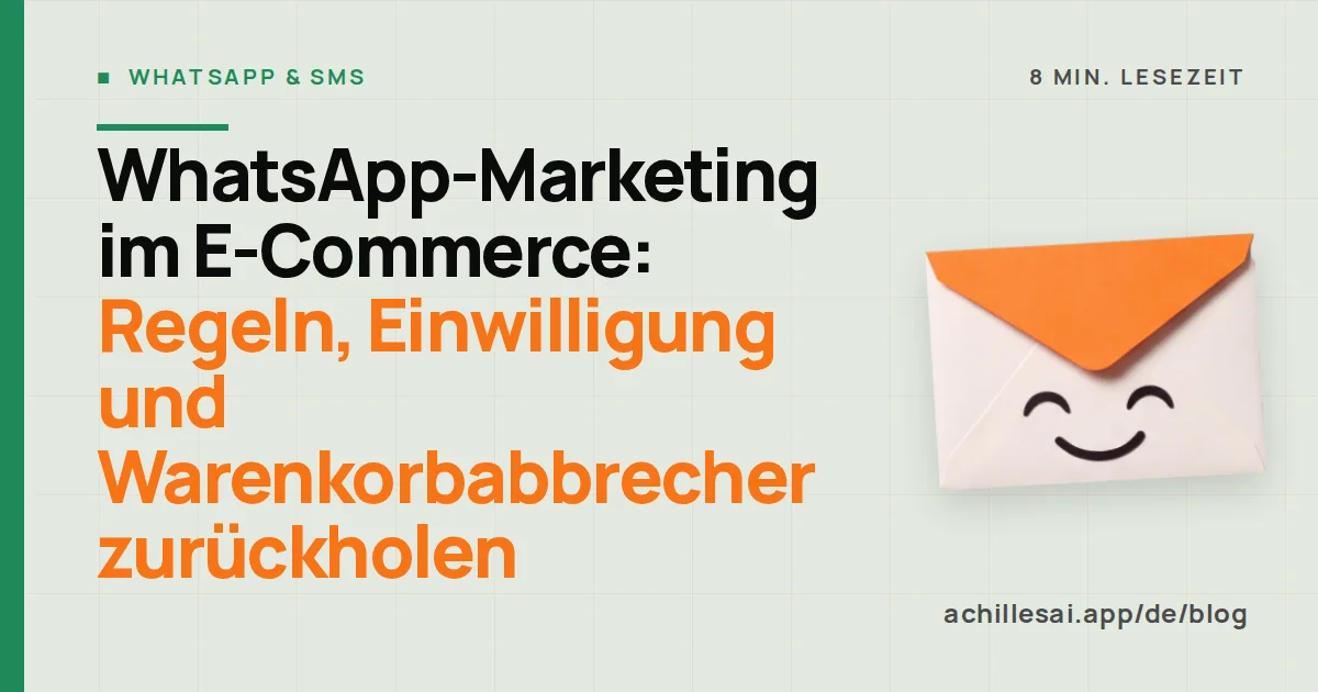 Smartphone mit einer WhatsApp-Erinnerung an den Warenkorb neben einem Posteingang mit einer E-Mail, die einige Stunden später geplant ist