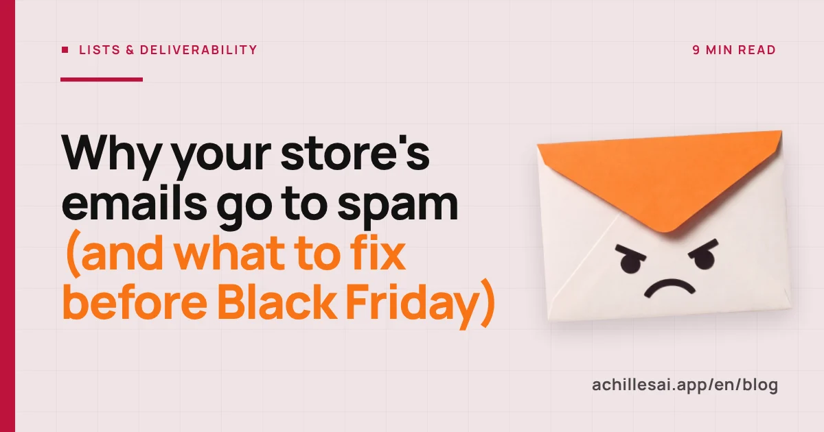 Emails from an online store sorted between the inbox and the spam folder, with SPF, DKIM and DMARC authentication checks